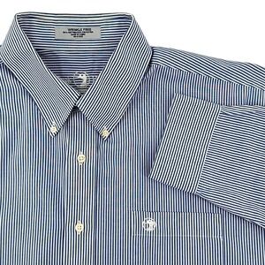 Duck Head Wrinkle Free Mens XL Blue White Stripe Button Down Shirt Long Sleeve